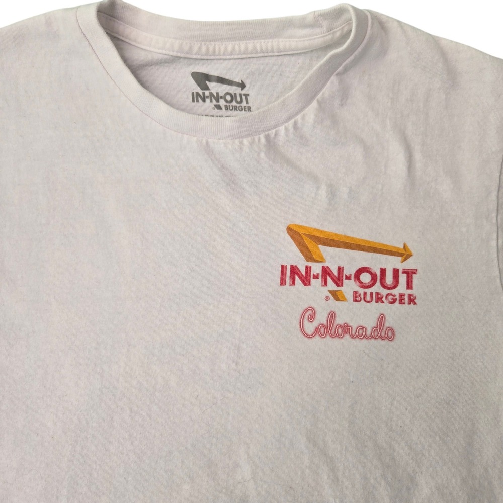 In-N-Out Burger Colorado‎ Graphic T-Shirt Mens Medium White Mountain Back Print